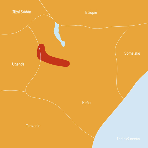Mapa kmene Pokot - Severní Keňa